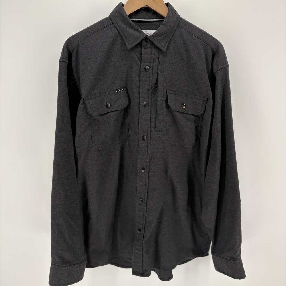 Poncho Nighthawk Flannel Shirt Charcoal Performance Stretch Magnetic EUC M